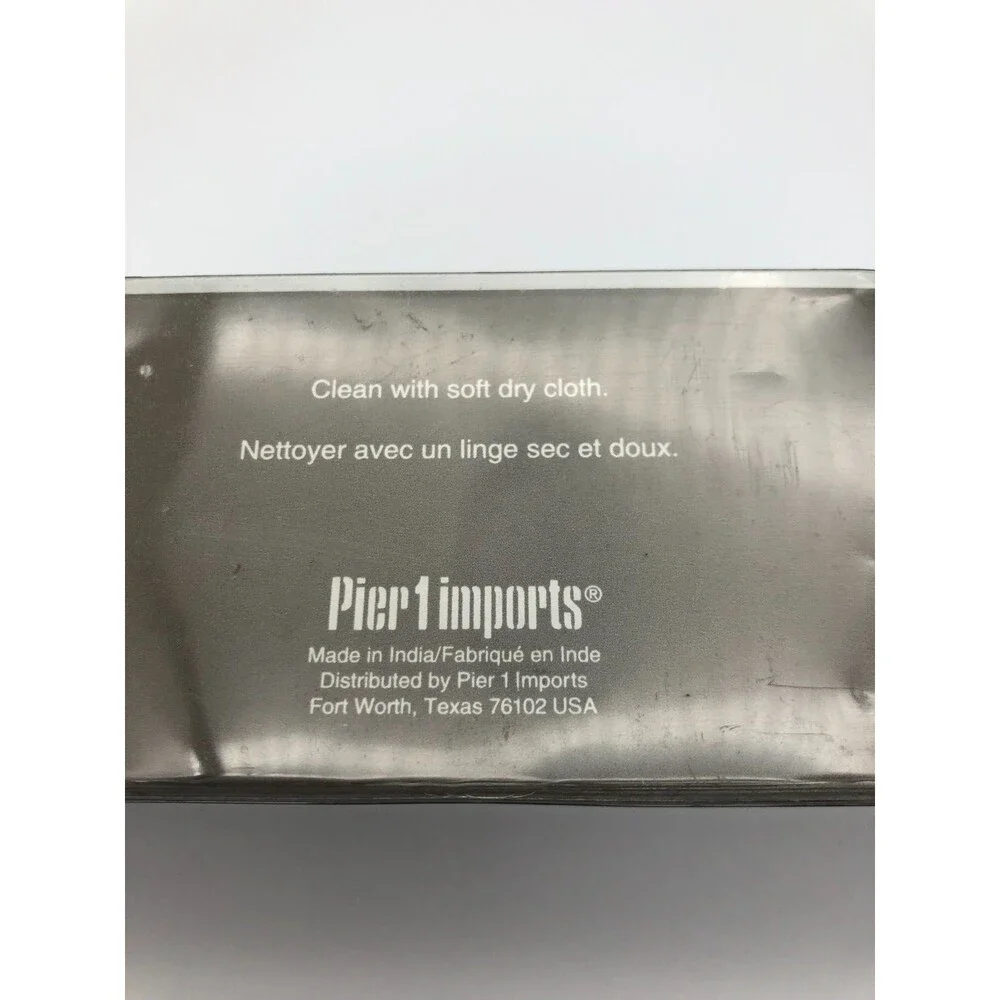 Pier 1 Imports Napkin Rings Black White Lot of 4 Leather Band Stitched NEW